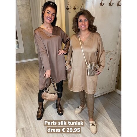 Paris silk tuniek dress - brons